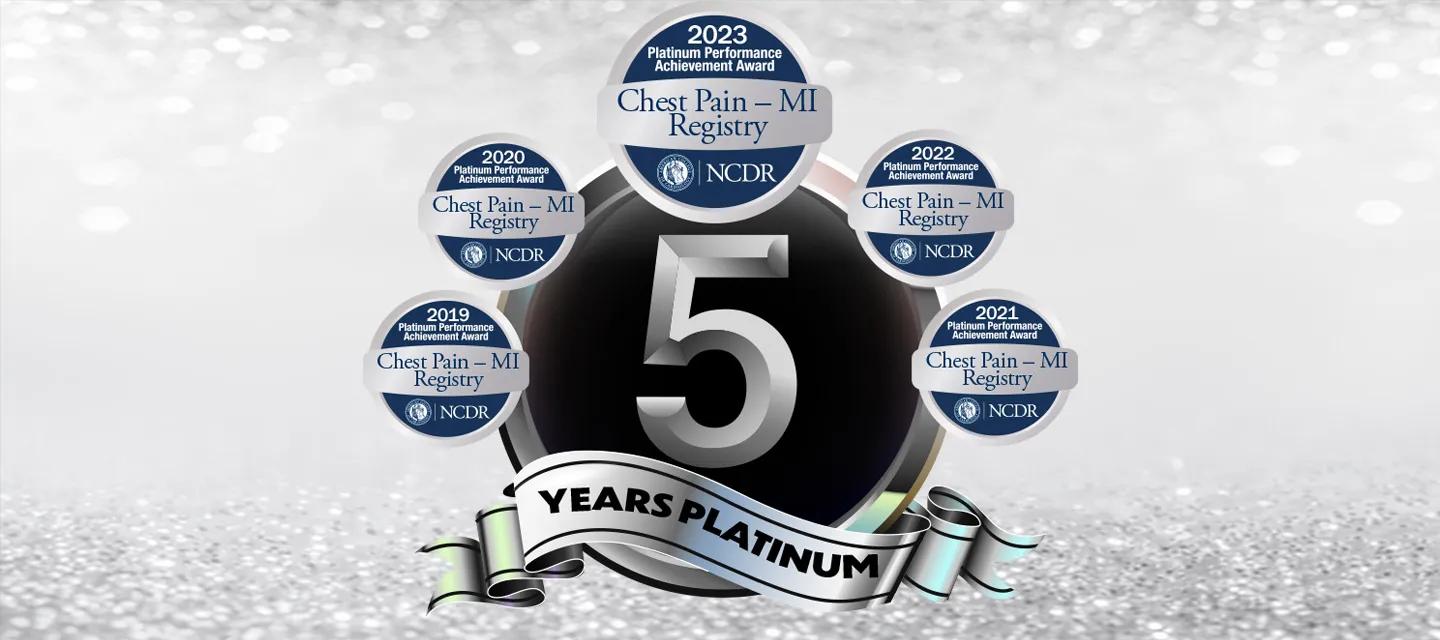 Five years platinum achievement awards for Chest Pain – MI Registry